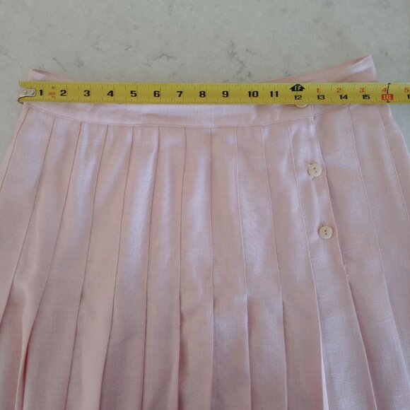 Vintage 14 fits M made in Van Canada heavyweight midi pleated petal pink… - Picture 14 of 15